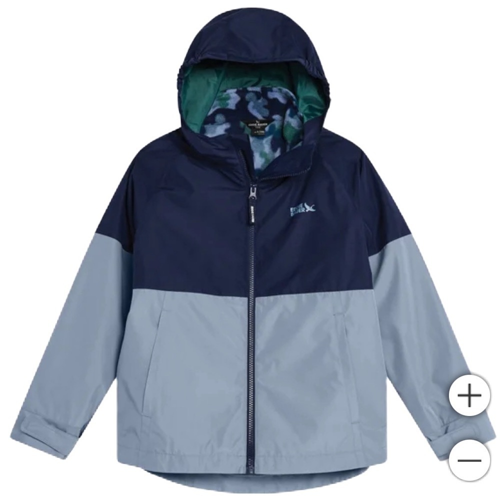 NWT Eddie Bauer Kids Navy and Light Blue Raincoat 3-in-1 Lightweight Jacket